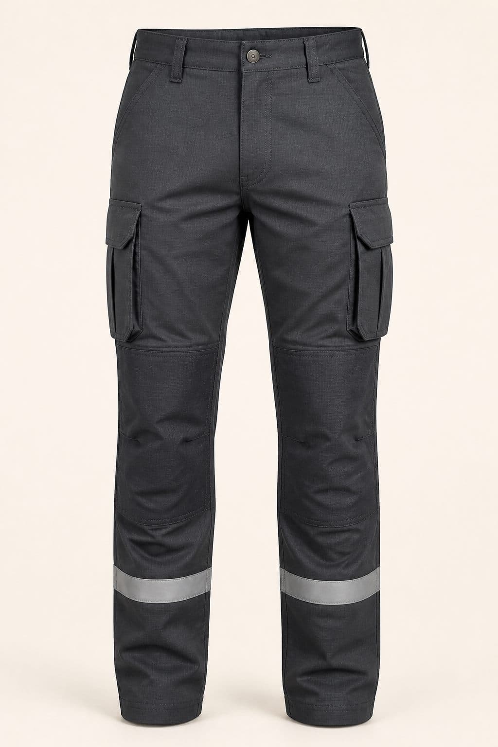 Calafate flame-resistant cargo trousers, certified FR workwear in graphite with bellows pockets and reinforced knees.